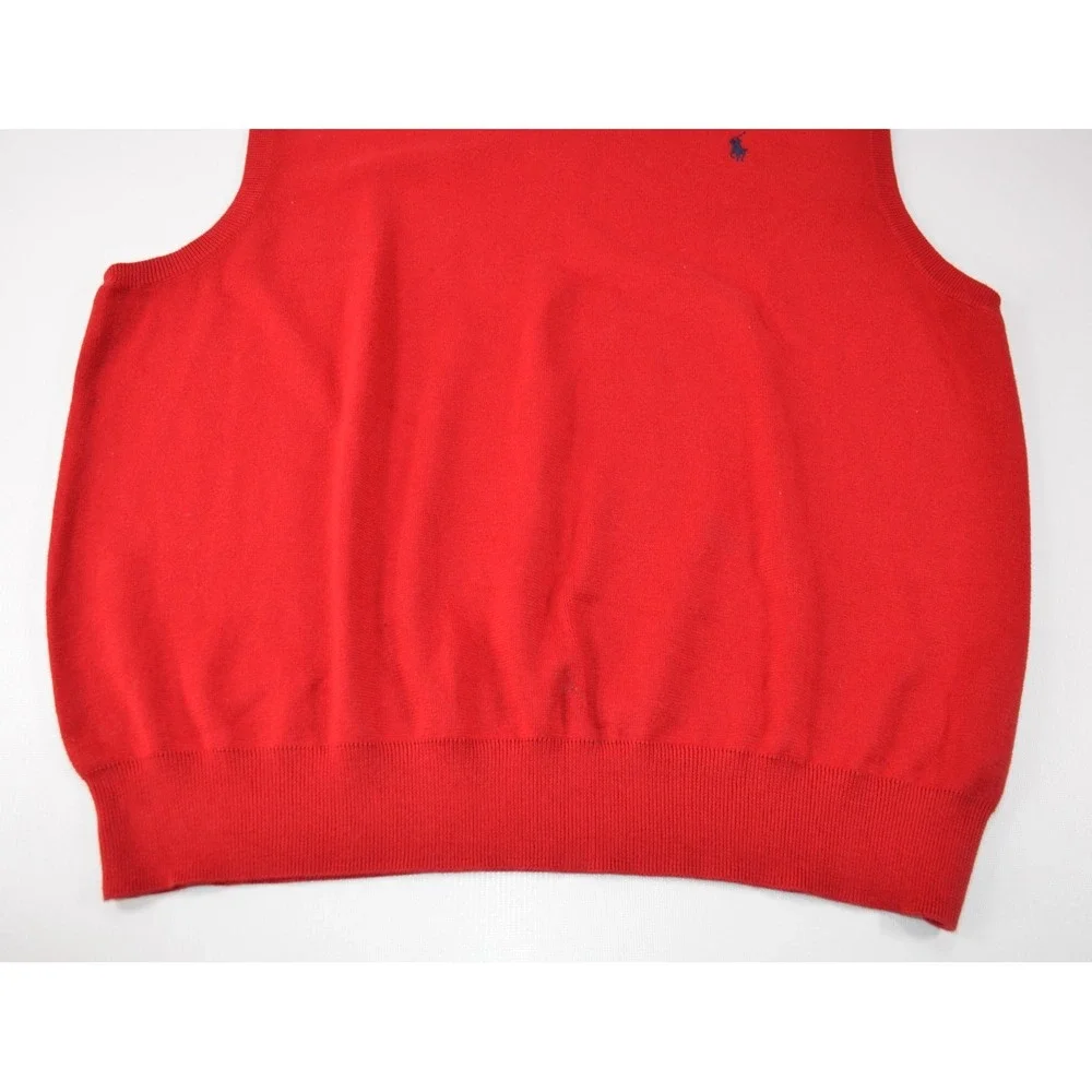 Polo Ralph Lauren Red Sweater Vest Mens XXL V-Neck Pony Logo 100% Pima Cotton